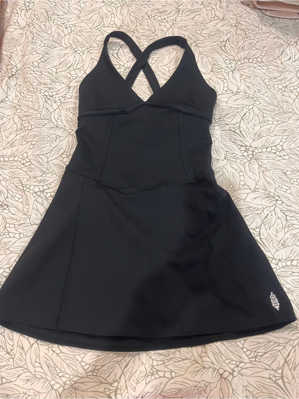 Free People Black V-Neck Fit-and-Flare Dress - Picture 6 of 11